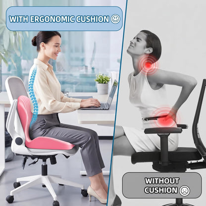 Ergonomic Lumbar & Seat Support Cushion Suitable for office chairs, car seats, and home use – relieves back and hip pain.