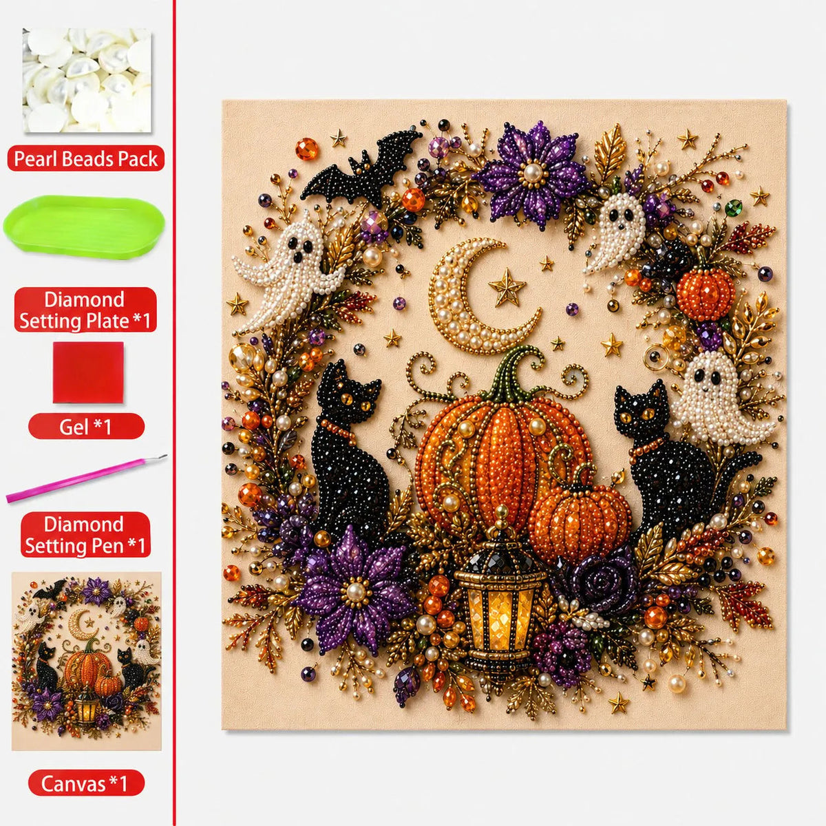👻Halloween Pearl Art DIY Kit | Spooky‑Cute 3D Pearl Mosaic Painting