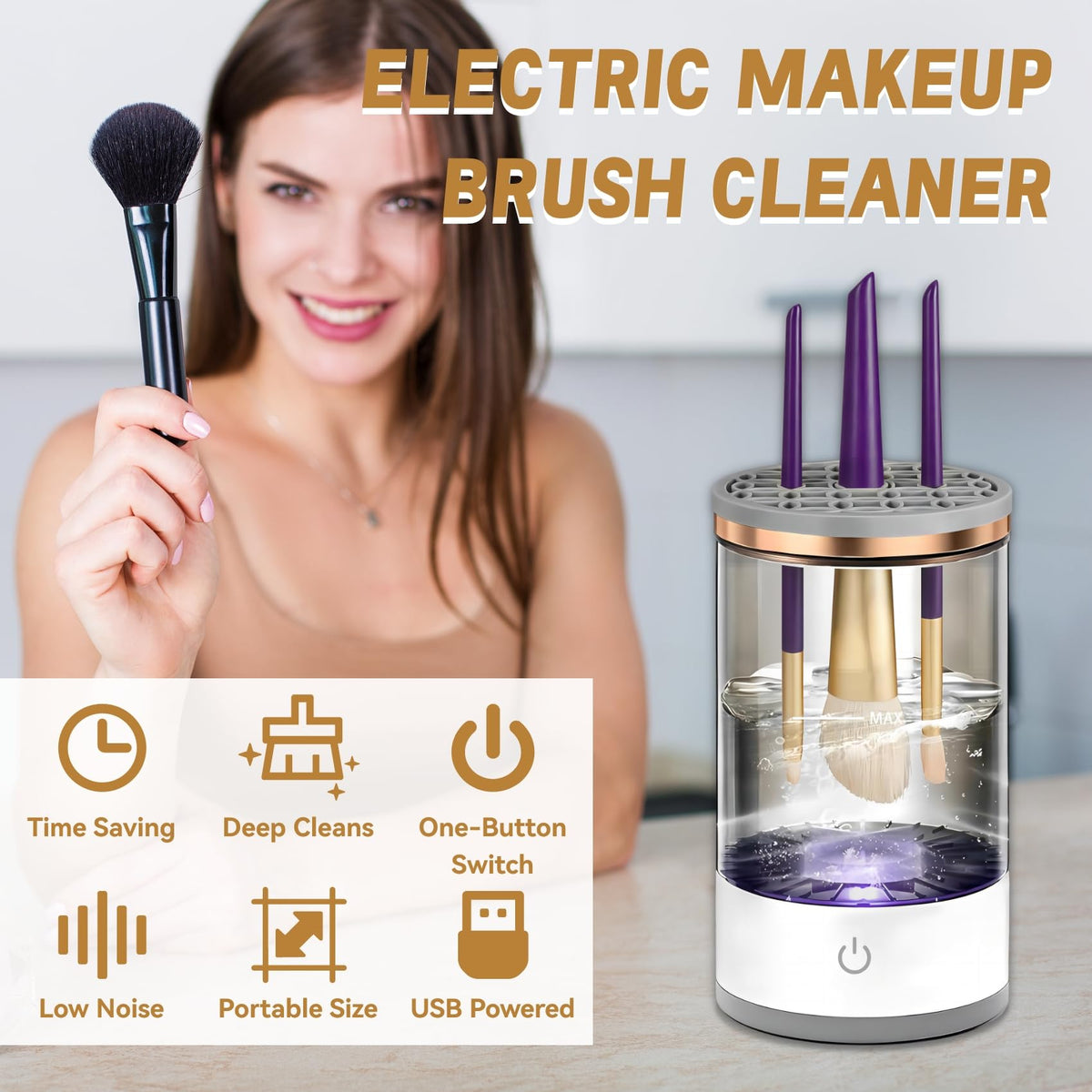 Electric Makeup Brush Cleaner – Automatic Makeup Brush Cleaning Machine for Deep Cleaning & Quick Drying