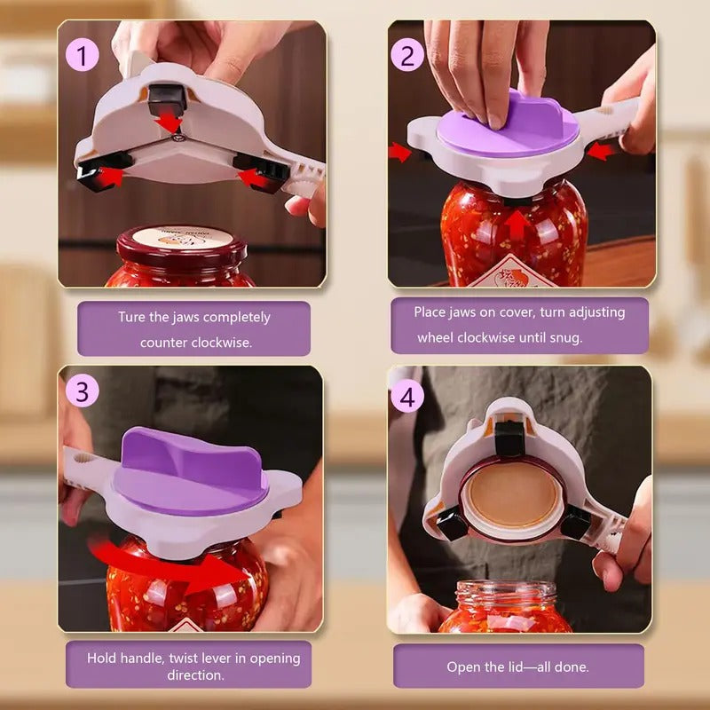 4-in-1 bottle opener,Effortless Adjustable Lid Gripper