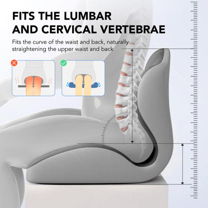 Ergonomic Lumbar & Seat Support Cushion Suitable for office chairs, car seats, and home use – relieves back and hip pain.