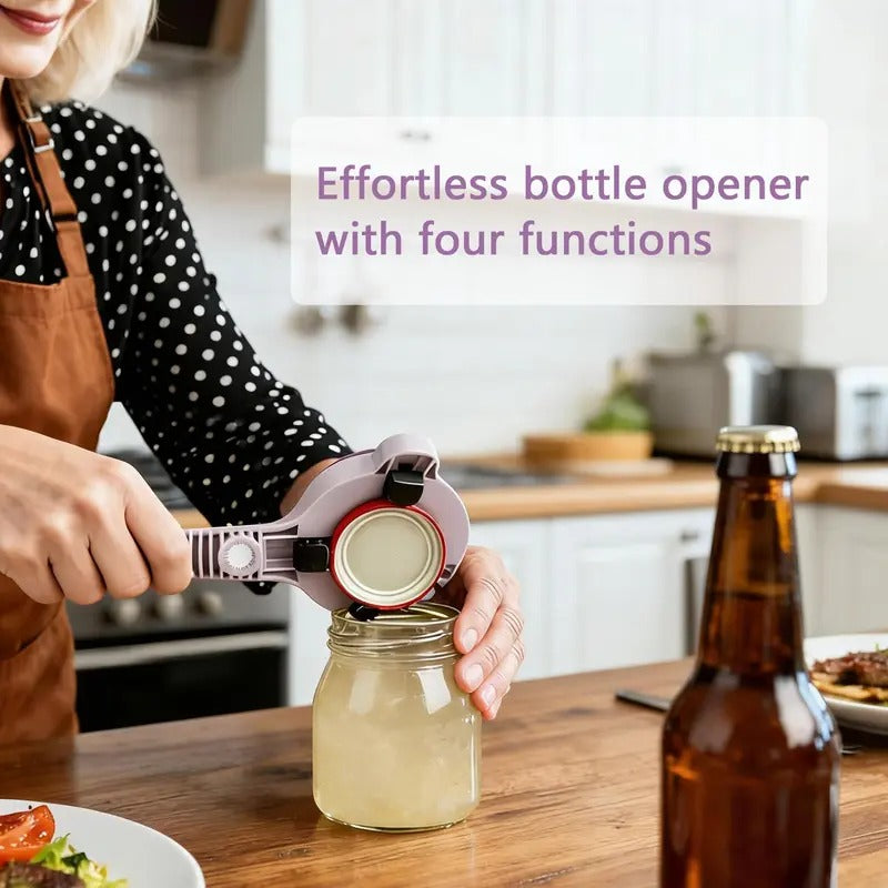4-in-1 bottle opener,Effortless Adjustable Lid Gripper