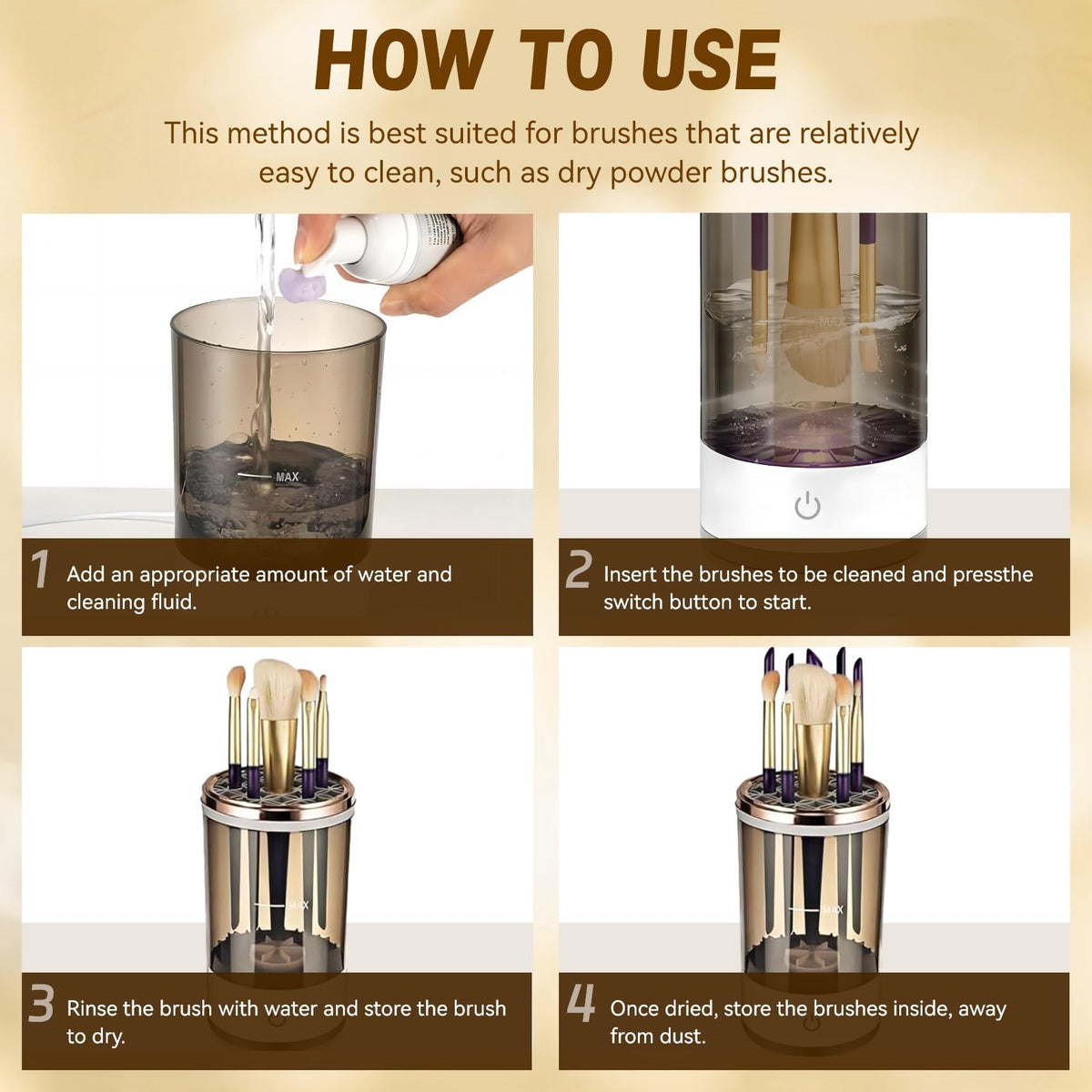 Electric Makeup Brush Cleaner – Automatic Makeup Brush Cleaning Machine for Deep Cleaning & Quick Drying