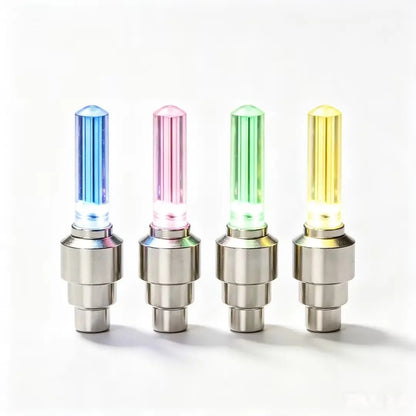 2 Pack Waterproof LED Tire Valve Stem Lights, Neon Glowing Wheel Accessories for Cars, Bicycles, Motorcycles & Electric Scooters, Night Safety Decor Lights