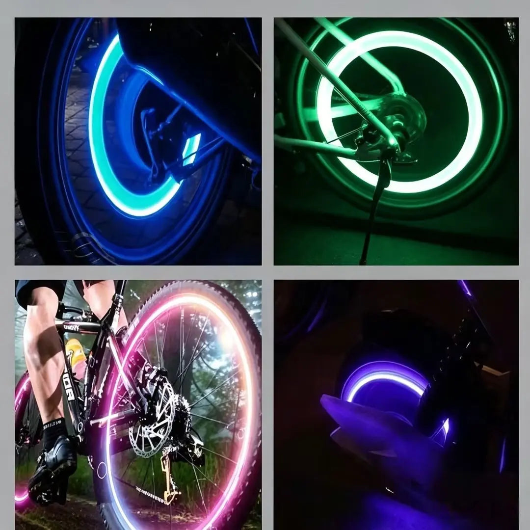 2 Pack Waterproof LED Tire Valve Stem Lights, Neon Glowing Wheel Accessories for Cars, Bicycles, Motorcycles & Electric Scooters, Night Safety Decor Lights